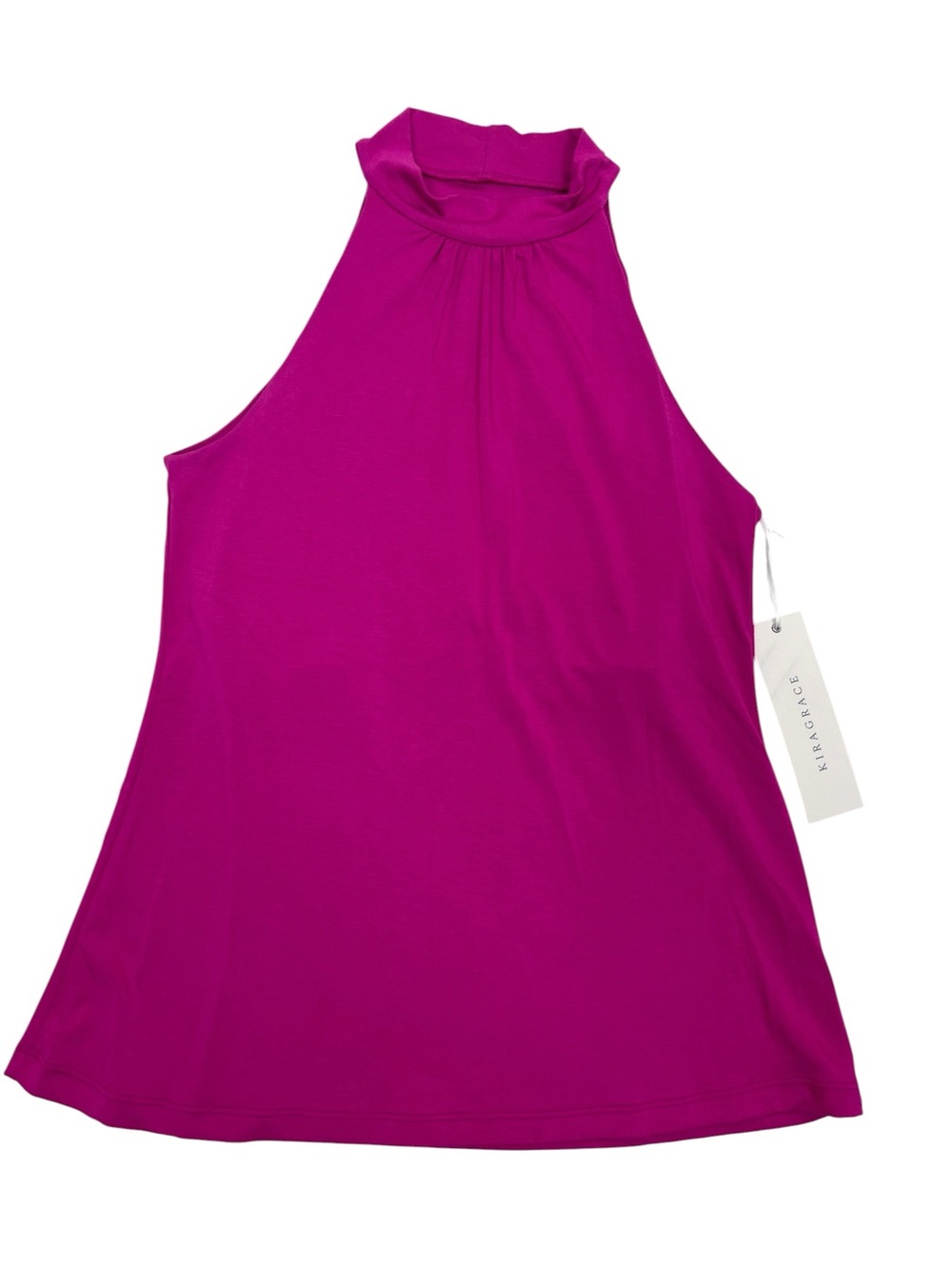 KiraGrace Luxe Mock Neck Halter Top High-Neck Sleeveless Pink Geranium S Womens